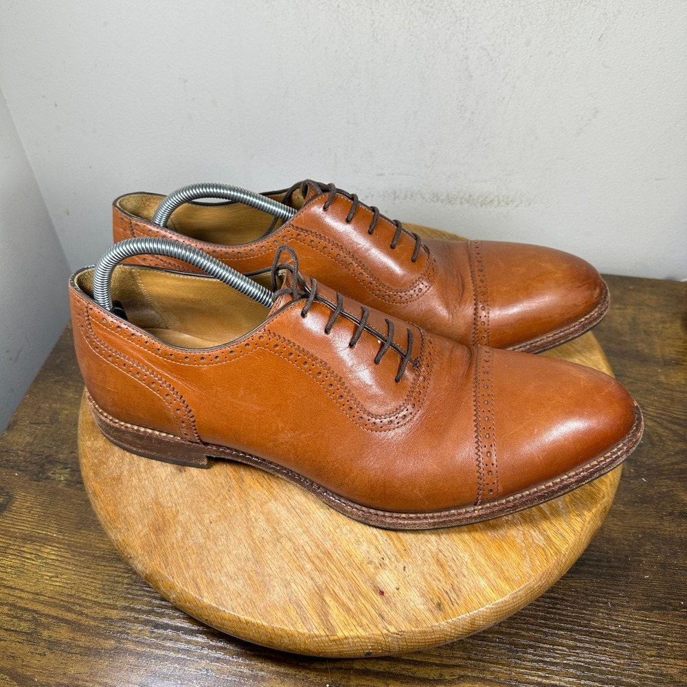 Beckett Simonon Dean Oxford Tan Leather Cap Toe Brogue Dress Shoes Mens 14